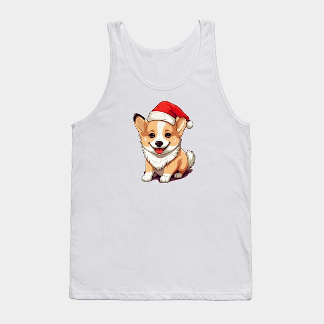 Cute Christmas Corgi Tank Top by Retroprints